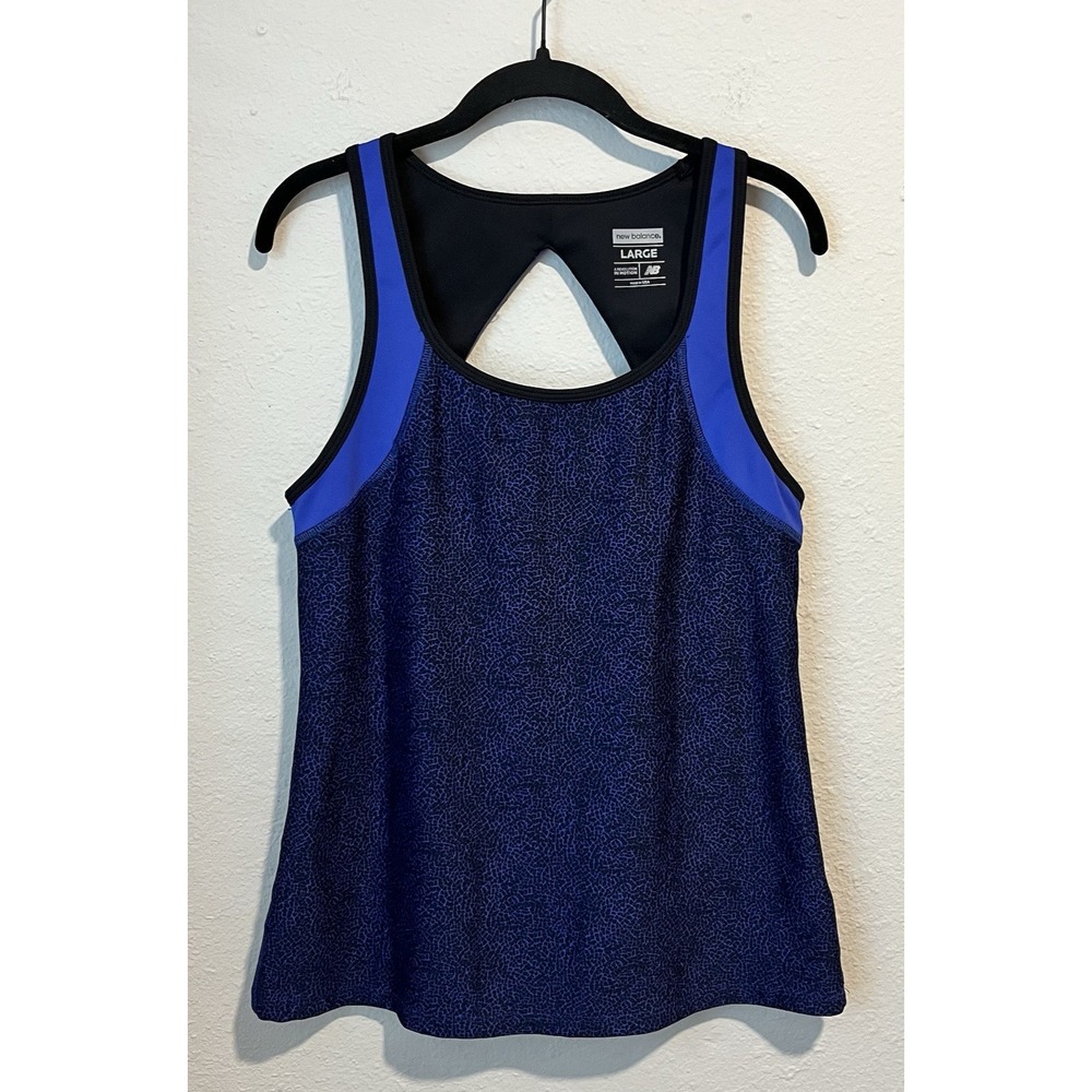 New Balance Women's Athletic Tank Top Size Medium Blue Cut Out Back Yoga Running